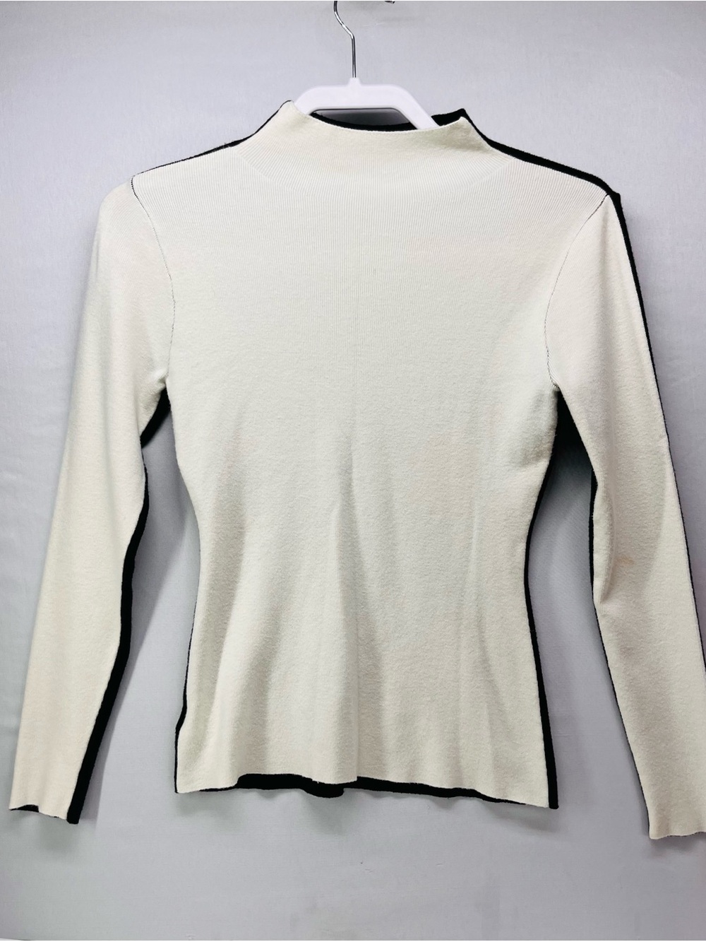 Women’s Ivory Long Sleeve Cowl-Neck Sweater reversible with black on other side